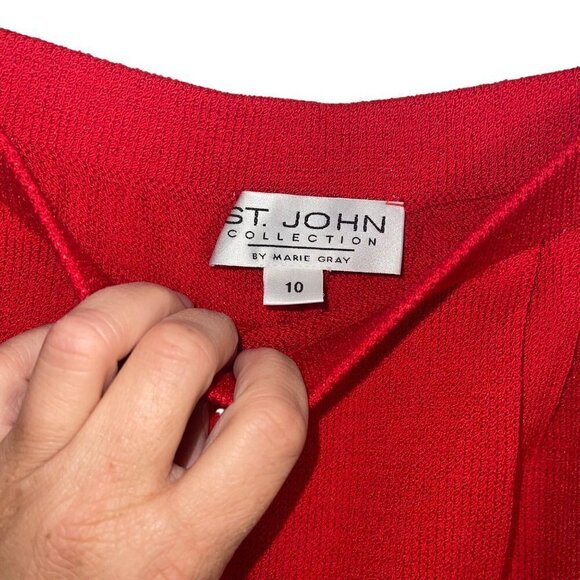 St John Collection Vintage Womens Trousers Size 10 Red Santana Knit High Waist - Picture 4 of 9